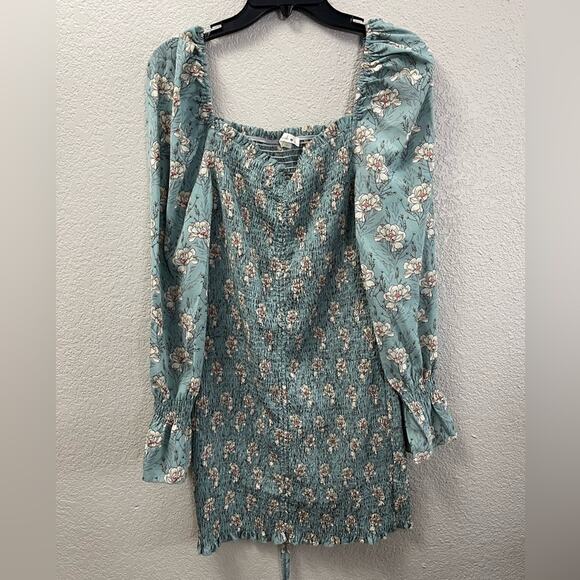 Blush Womens Light Blue Floral Mini Dress with Ruching Size XL - Picture 1 of 7